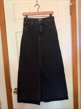 Black High-Waist Wide Leg Jeans Skirt
